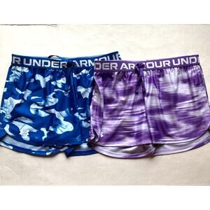 Under Armour Girls Youth XL Play & Printed Shorts - Blue & Purple NWT
